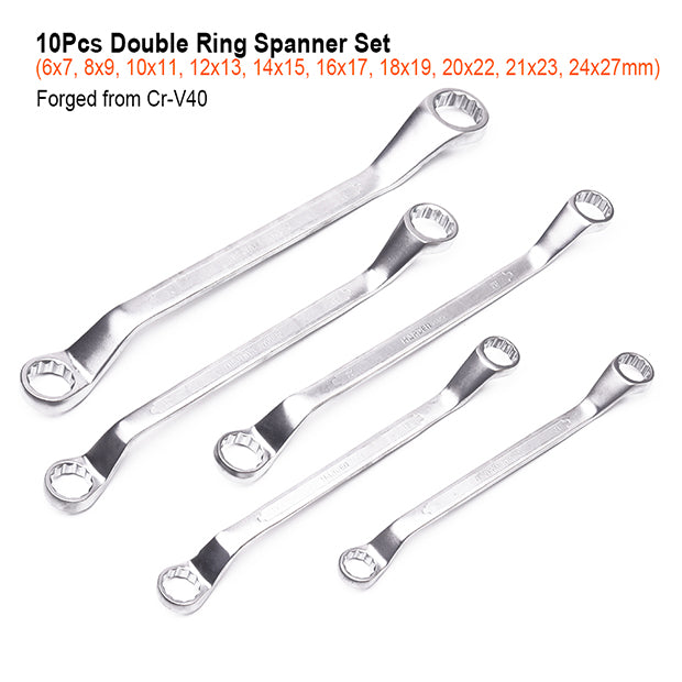 HARDEN -TRAY 10PCE DOUBLE RING SPANNER