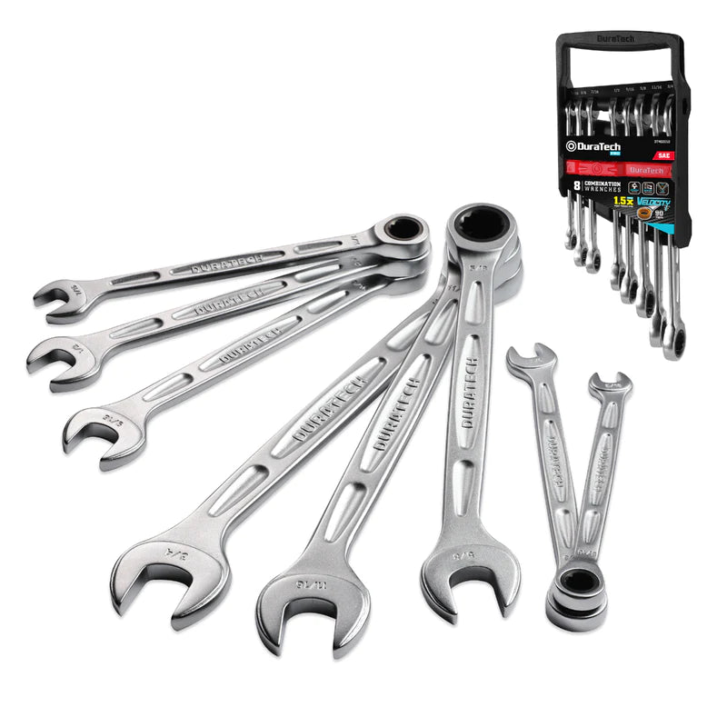 DURATECH 16PC 90-tooth Ratcheting Combination Wrench with Rack - SAE and Metric  Bundle