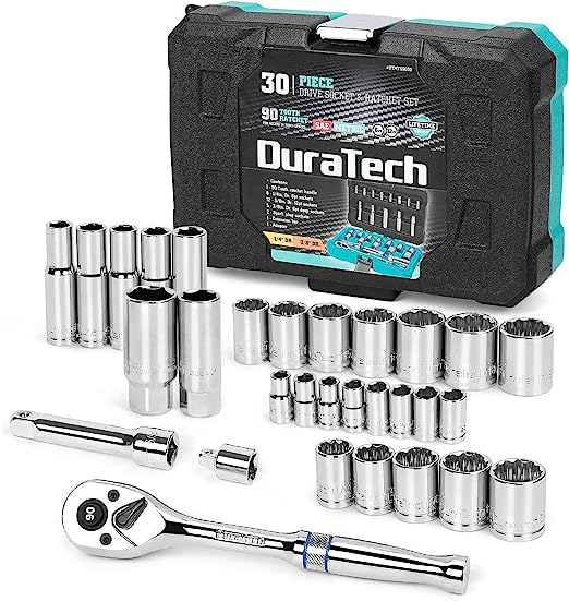 DURATECH 30-Piece Standard (SAE) and Metric Mechanic's ToolSet with Hard Case