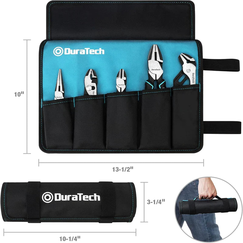 DURATECH 5PC pliers with rolllng pouch