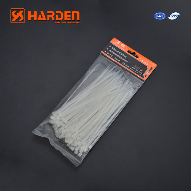 HARDEN 200MM/100PCE 100x3.4MM CABLE TIES WHITE