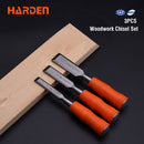 HARDEN 3PCE WOOD CHISEL SET ORANGE CIRCULAR HANDLE