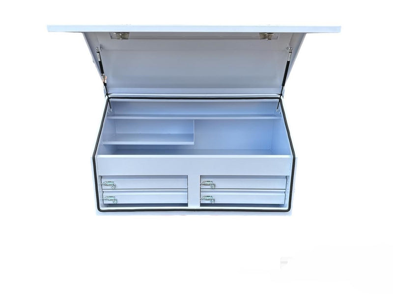 4 DRAWER 1300MM ANGLED WHITE TOOL BOX FRONT COVER