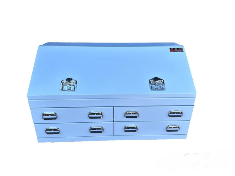 4 DRAWER 1300MM ANGLED WHITE HEAVY DUTY TOOL BOX