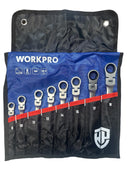 WORKPRO 8PC FLEXIBLE RATCHETING COMBINATION WRENCH SET