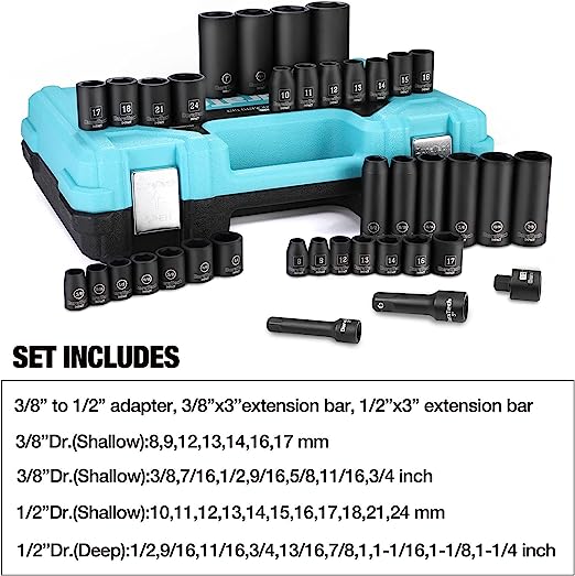 DURATECH 38-Piece 3/8" and 1/2" Drive Master Impact Socket Set