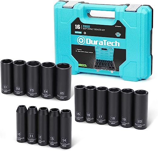 DURATECH 16-Piece 1/2" Drive Metric Deep Impact Socket Set