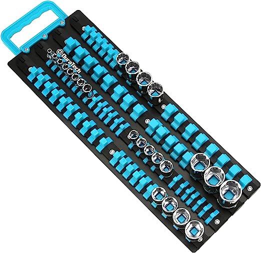DURATECH 80-pieces Portable socket organizer tray blue