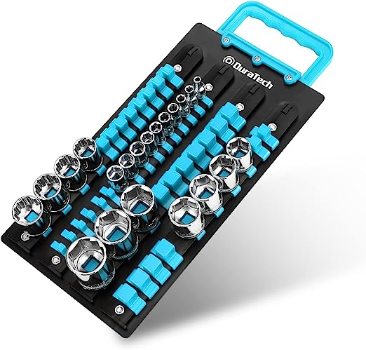 DURATECH 48-pieces Portable socket organizer tray blue