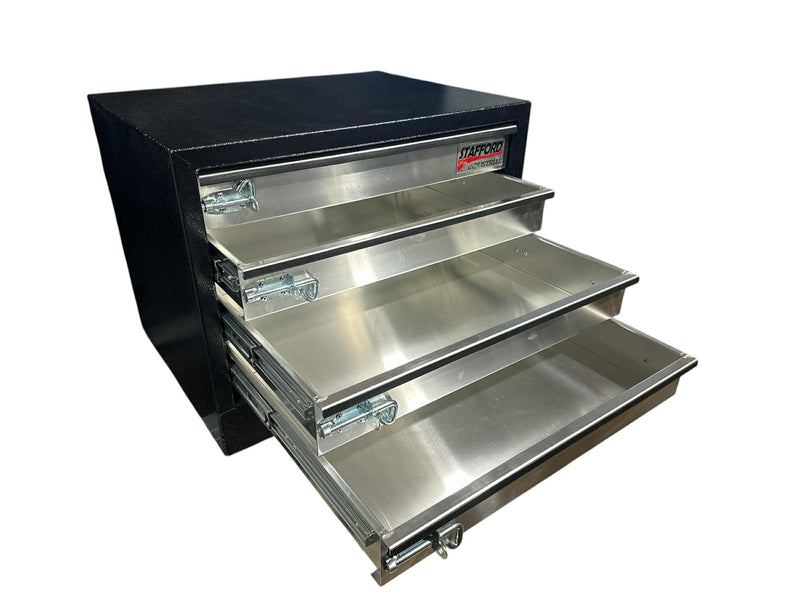 STAFFORD INDUSTRIAL ALUMINIUM VERTICAL DRAWER SYSTEM 680MM L X 530 W X 520 H (BLACK)