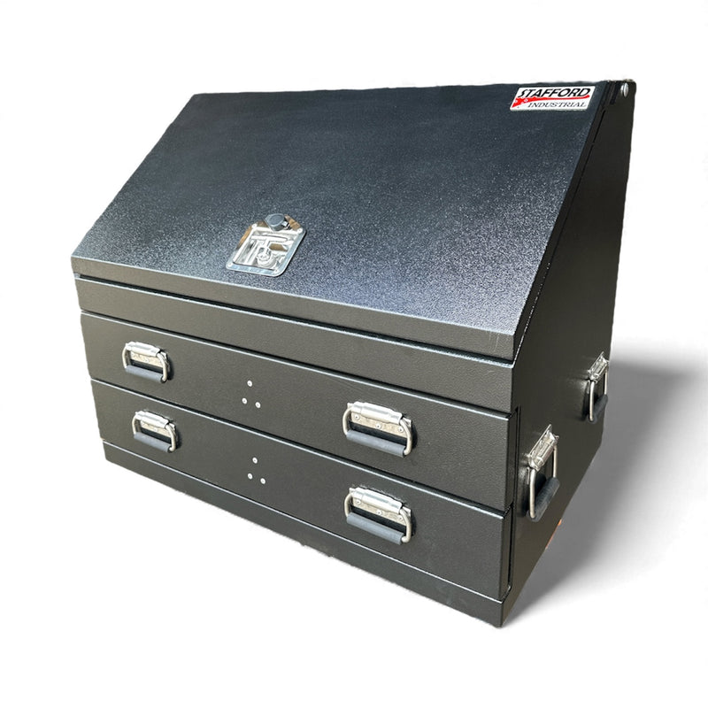 STAFFORD INDUSTRIAL 2 DRAWER 900MM BLACK ANGLED TOOL BOX