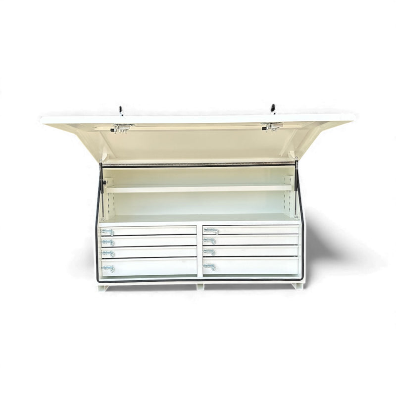 STAFFORD INDUSTRIAL 1565MM FULL FRONT 8 DR TOOL BOX WHITE