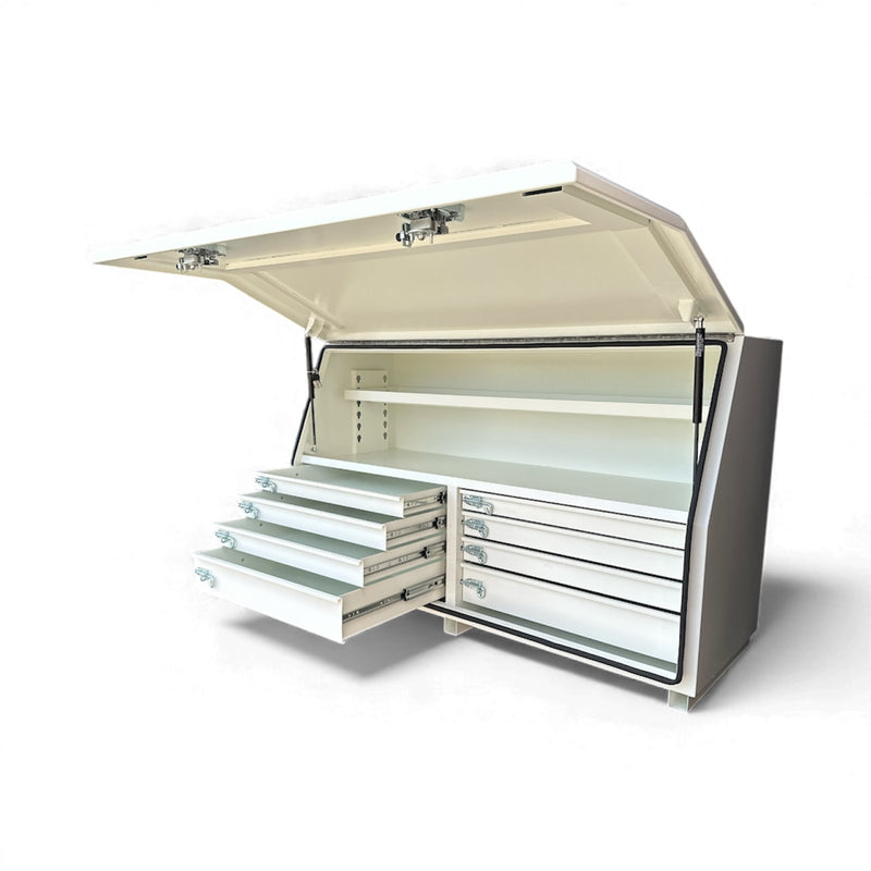 STAFFORD INDUSTRIAL 1565MM FULL FRONT 8 DR TOOL BOX WHITE
