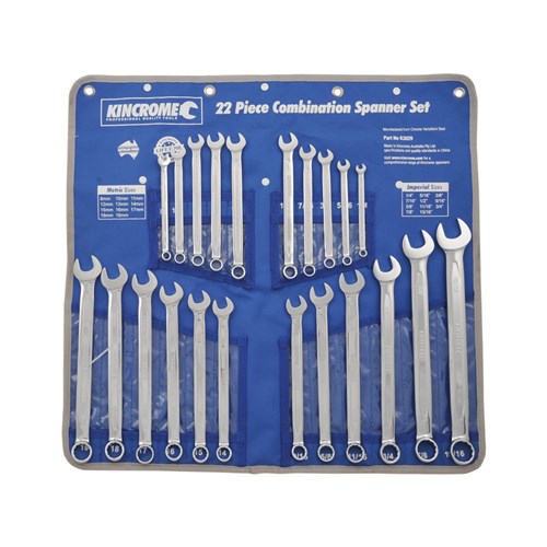 KINCROME Combination Spanner Set 22 Piece - Metric/Imperial