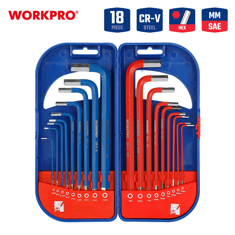 WORKPRO 18PC LONG ARM HEX KEY SET