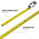 WORKPRO 8M (26FT) X 25MM CHROME TAPE MEASURE
