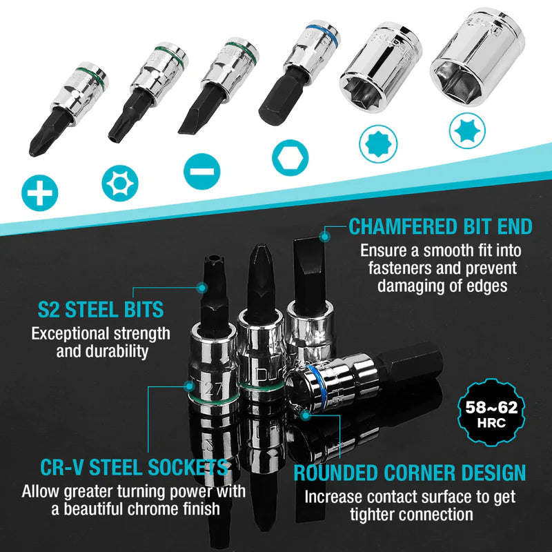 DURATECH 51-Piece Standard (SAE) and Metric Polished Chrome Mechanics Tool Set