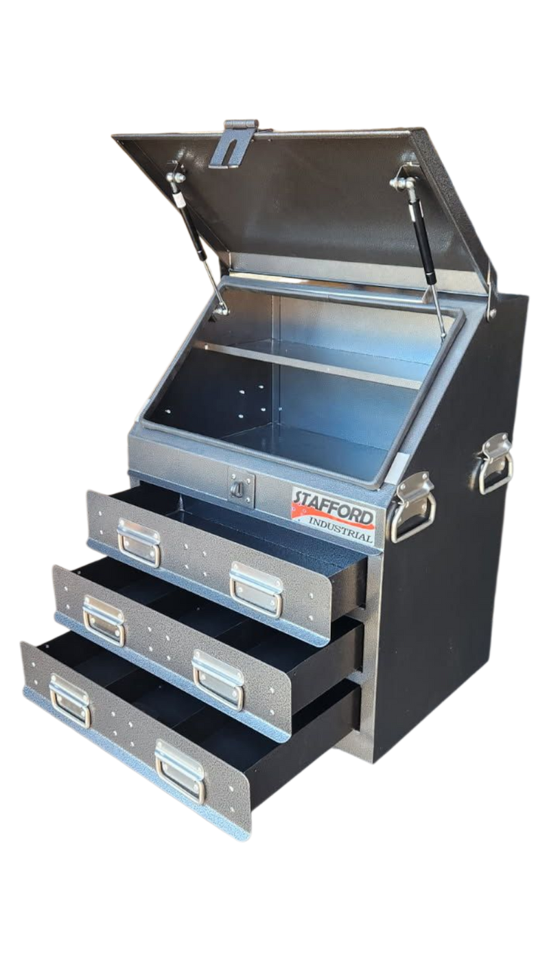 STAFFORD INDUSTRIAL TC550 SERIES UTE BOX 3 DR BLACK UTE BOX ANGLED