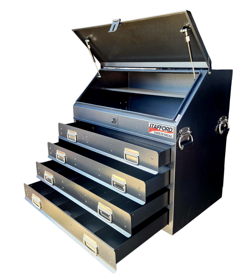 STAFFORD INDUSTRIAL TC880 SERIES 4 DRAWER TRUCK BOX BLACK ANGLED
