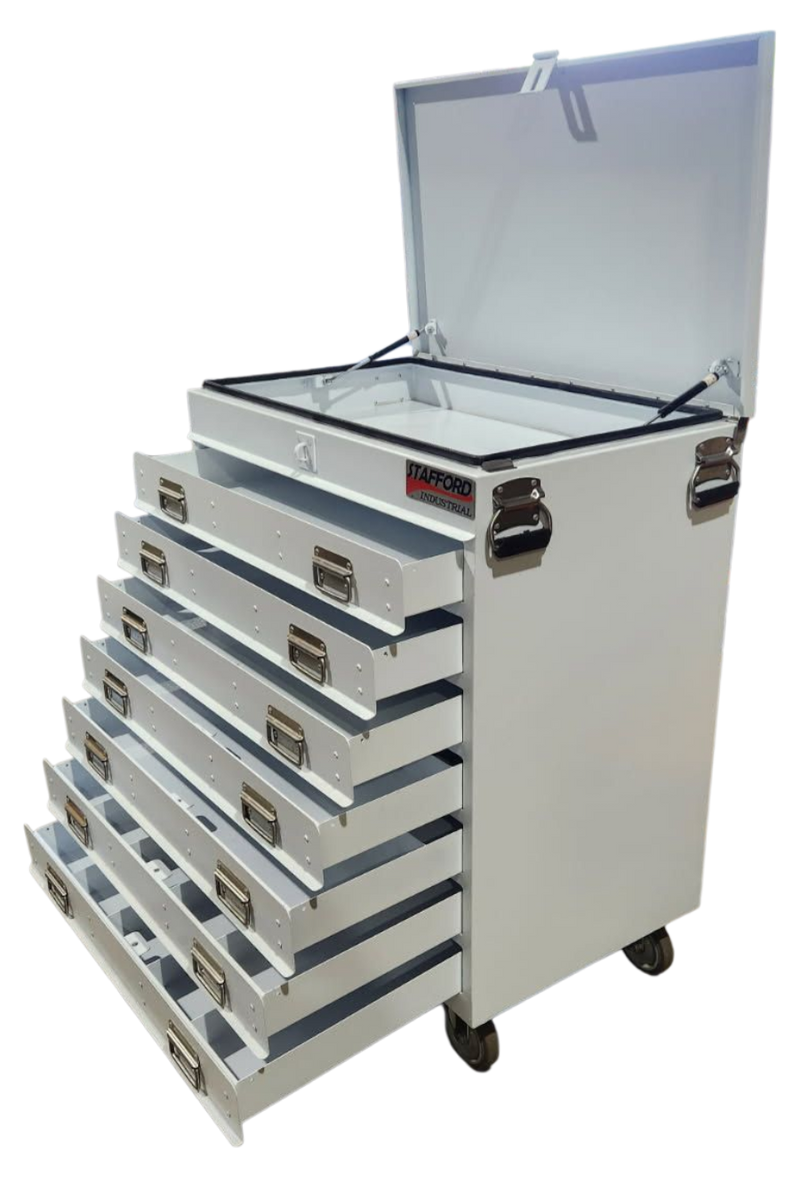 STAFFORD INDUSTRIAL TOOL TROLLEY WHITE 7 DRAW EXTREMELY HEAVY DUTY