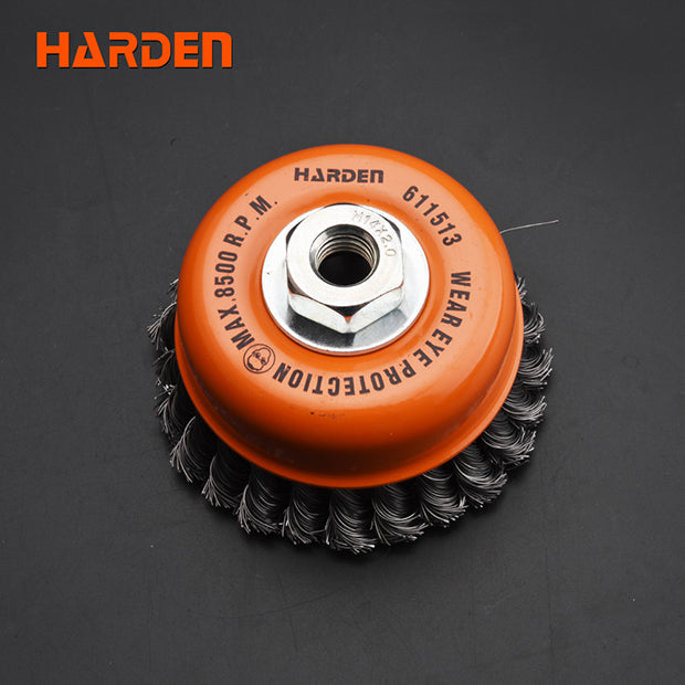 HARDEN 125MMXM14x2.0 CUP TWIST WIRE BRUSH W/NUT