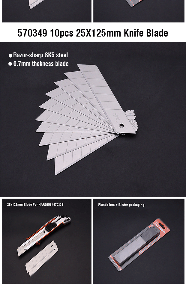 HARDEN 10PCE 25x125MM KNIFE BLADE