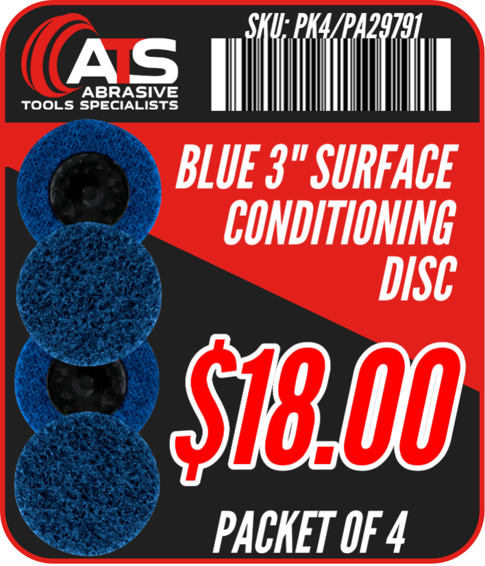 (PACKET OF 4) BLUE 3" SURFACE CONDITIONING DISC