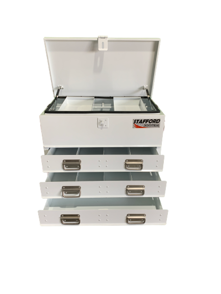 STAFFORD INDUSTRIAL TC700 SERIES 3 DRAWER WHITE FLAT TOP TOOL BOX