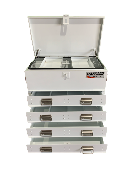 STAFFORD INDUSTRIAL TC700 SERIES 4 DRAWER WHITE FLAT TOP TOOL BOX