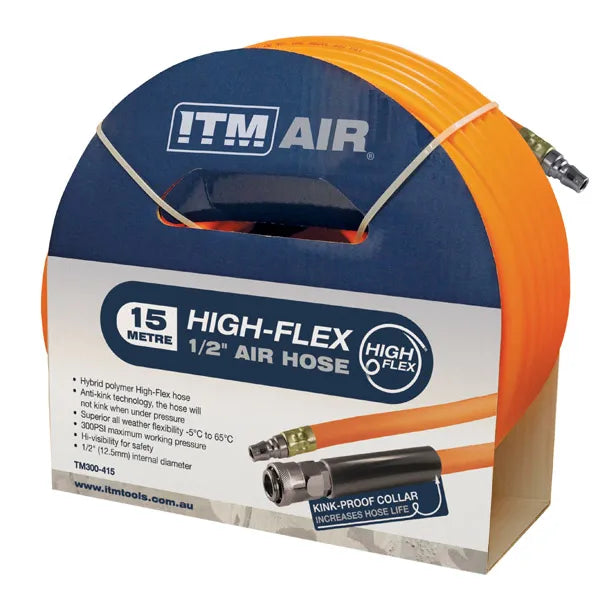 ITM ITM AIR HOSE, 12.5MM (1/2") X 15M HYBRID POLYMER AIR HOSE, COMES WITH NITTO STYLE FITTINGS